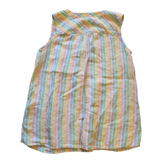 Talbots Blouse Women's Medium Stripe Pastel Multicolor Rainbow Sleeveless - Picture 2 of 4